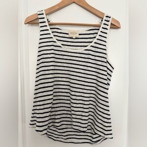 Sézane “John Tank” size Medium. Navy and white